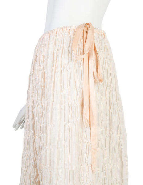 Berit Steffin Vintage 1990s Pale Pink Scrunch Pleated Maxi Skirt