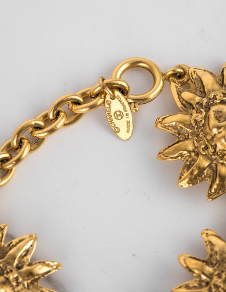 Chanel Vintage 1980s Golden CC Logo and Lion's Head Bracelet