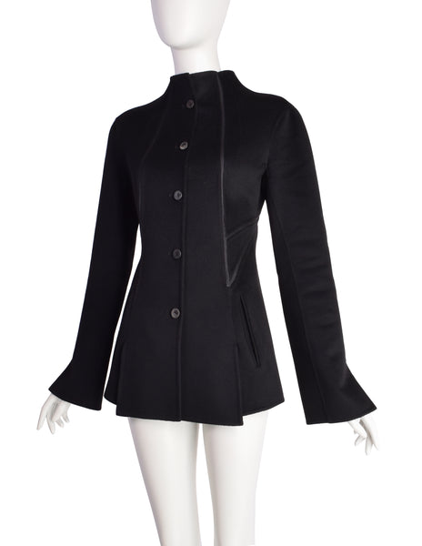Chado Ralph Rucci Vintage Paneled Black Cashmere Mesh Inset Jacket