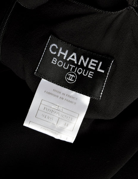Chanel Vintage AW 1997 Sheer Black Silk Georgette Minimalist Column Dress