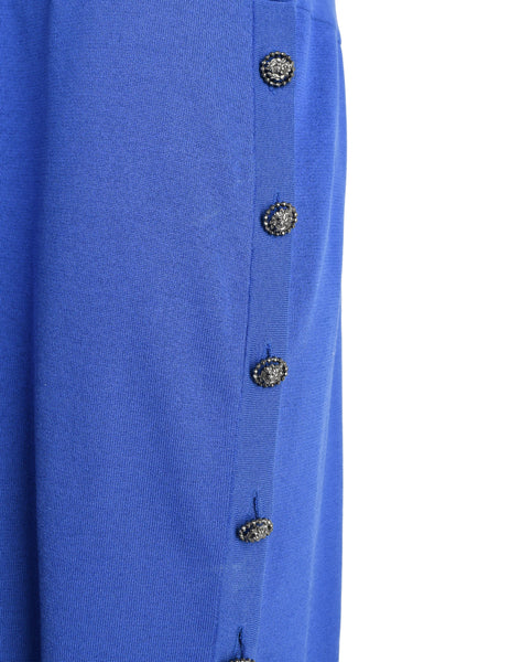 Chanel Vintage CC Logo Cobalt Blue Silk Cotton Knit Dress
