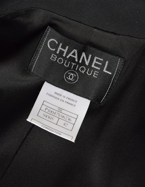 Chanel Vintage Cruise 1998 Black Jacket and Sheer Silk Chiffon Pants Suit