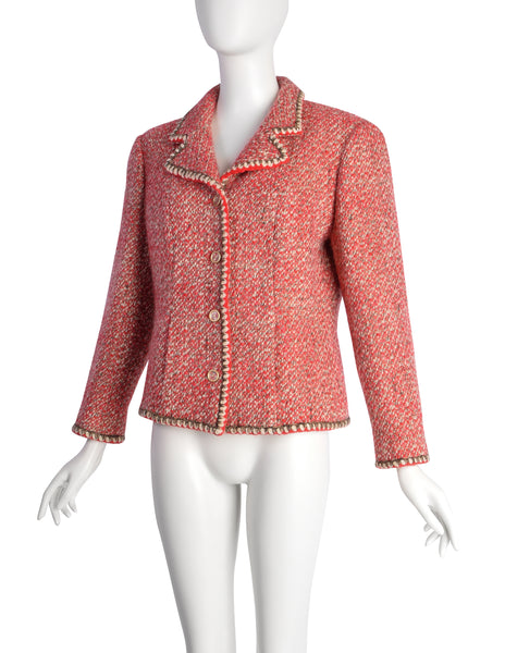 Chanel Vintage AW 2001 Mixed Red Wool Tweed Boucle Jacket