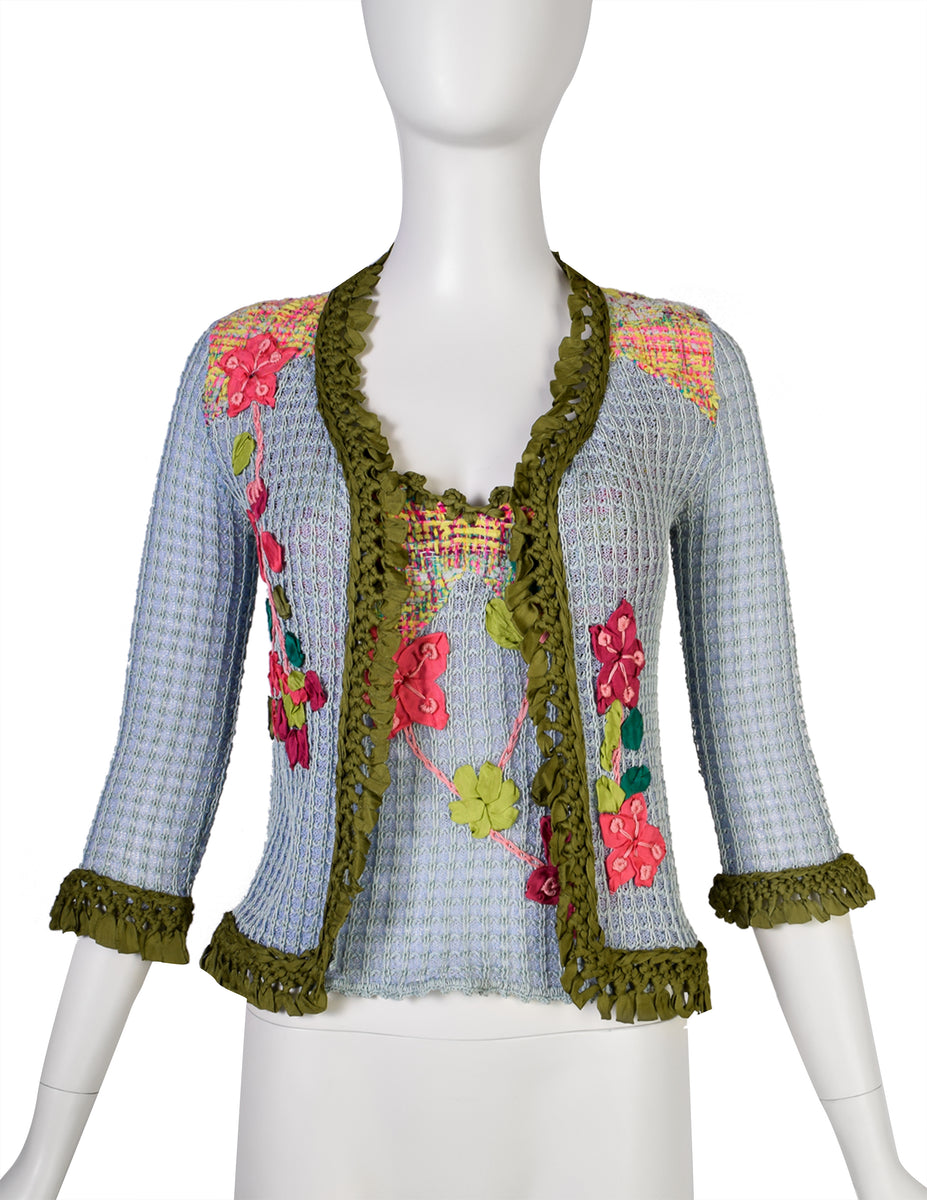 Christian Lacroix Vintage SS 2000 Baby Blue Multicolor Floral