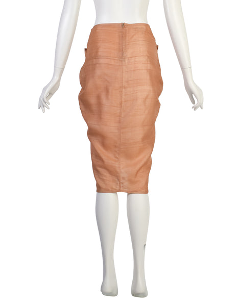 Costume National Vintage SS 1987 Peach Sorbet Silk Tulip Skirt