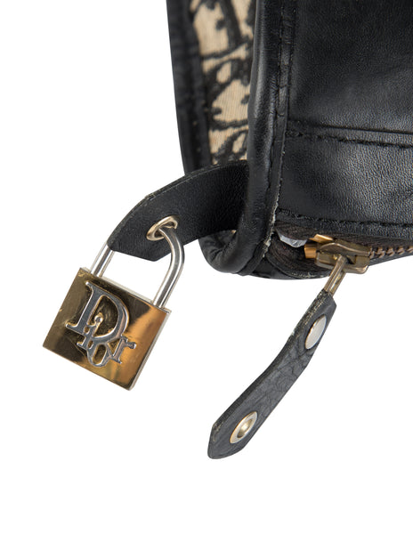 Christian Dior Vintage 1970s Deep Blue Oblique Monogram Canvas and Leather Large Carry On Bag