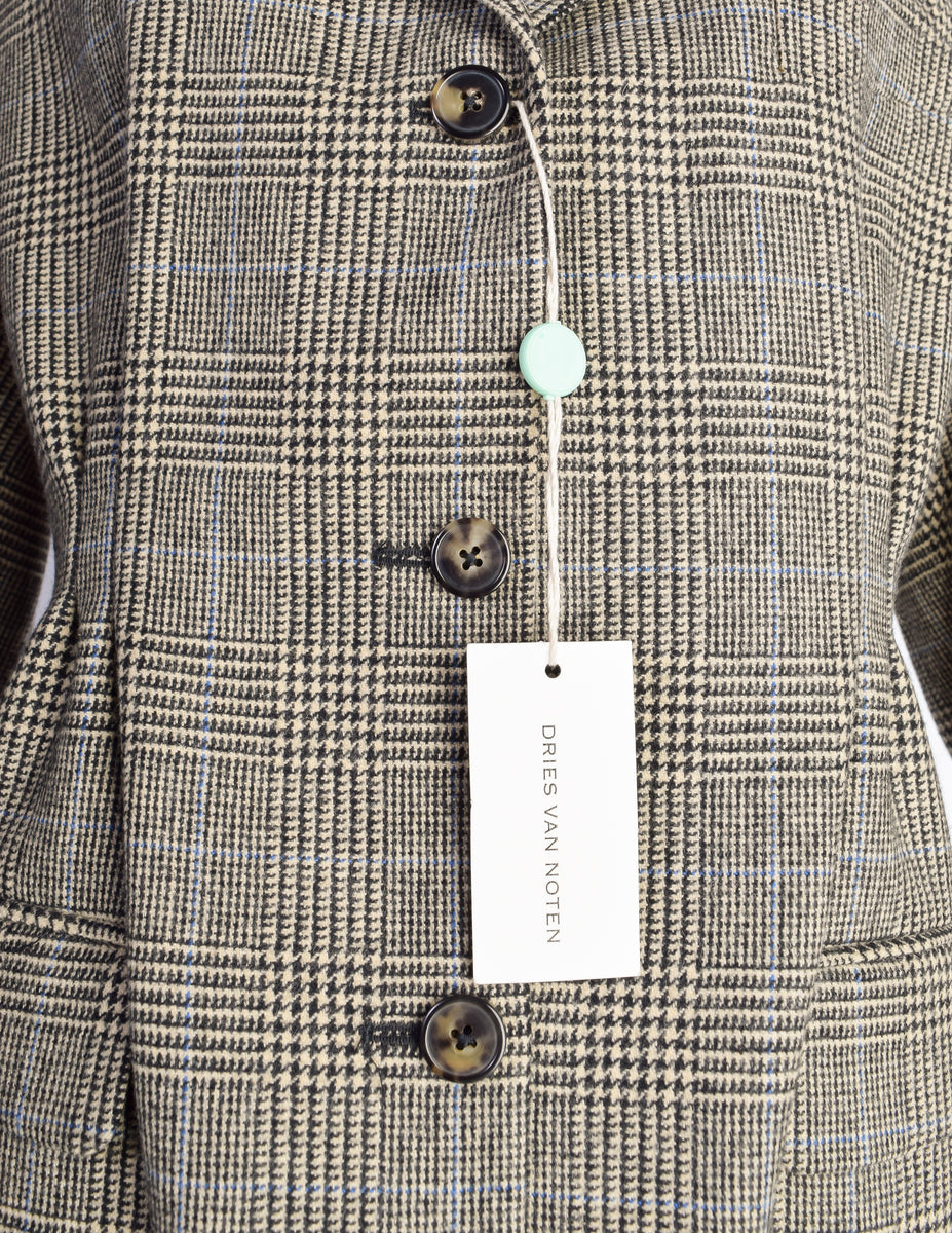 専用　archive DRIES VAN NOTEN TWEED JACKET Dries Van Noten Vintage Beige Black Glen Check Brentino Blazer