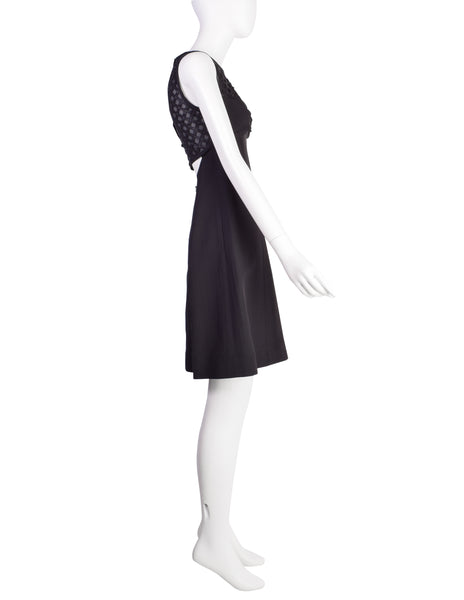 Fendi SS 2012 Black Jacquard Laser Cut Cage Mini Dress