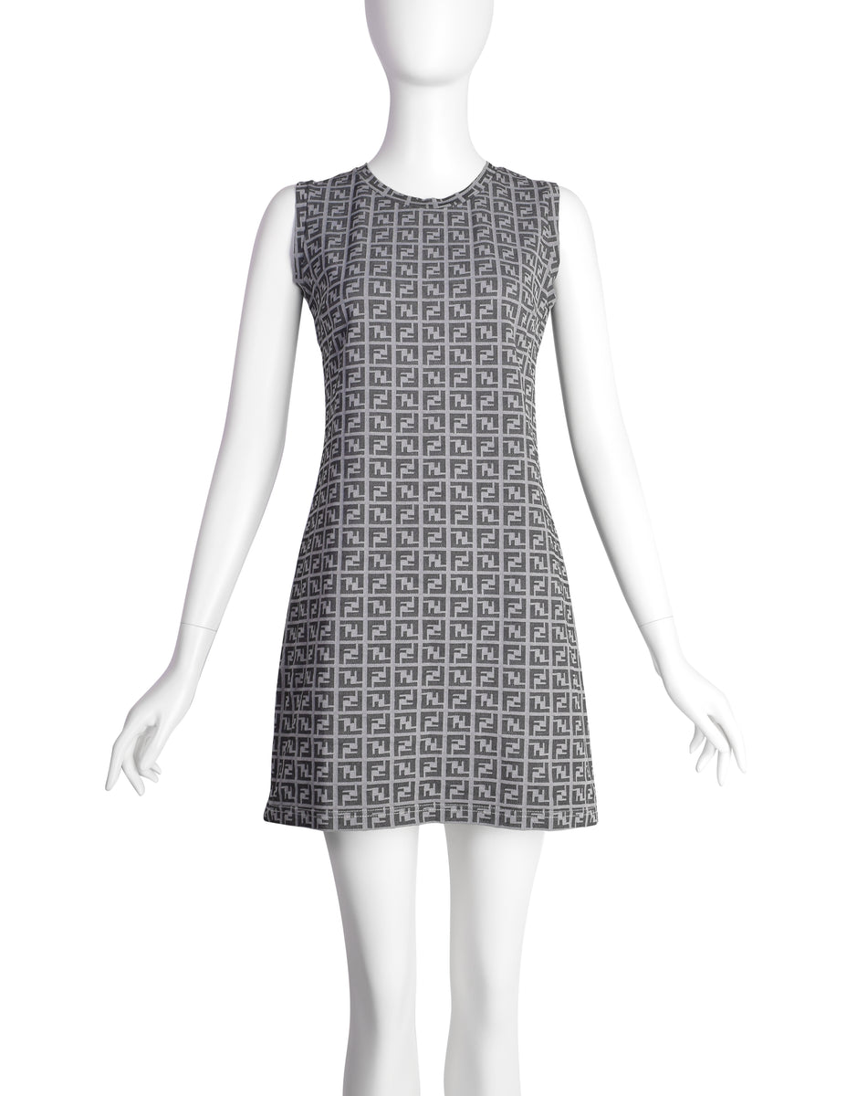 fendi dress Girls Neoprene FF Logo Bow fitting short dress Fall 2021 Fendi Evening Dresses