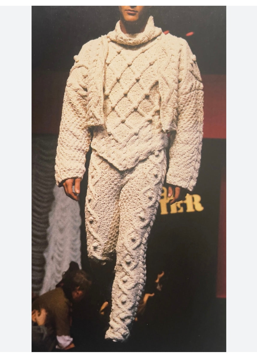 Jean Paul Gaultier Vintage AW 1985 Ivory Cotton Aran Knit Cropped