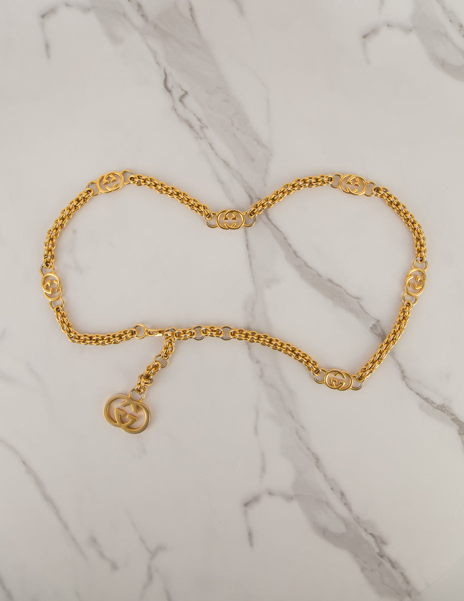 GUCCI ビンテージ チェーンベルト Gucci Vintage Golden GG Logo Chain Belt – Amarcord Vintage Fashion