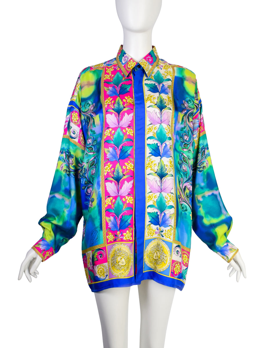 Gianni Versace 1990s Barocco Butterfly & Fruit Print Silk Twill Shirt –  Featherstone Vintage