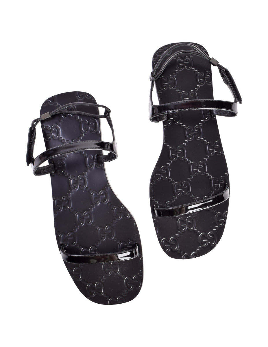 Gucci Vintage Tom Ford Era Black Monogram Patent Leather Sandals – Amarcord Vintage Fashion