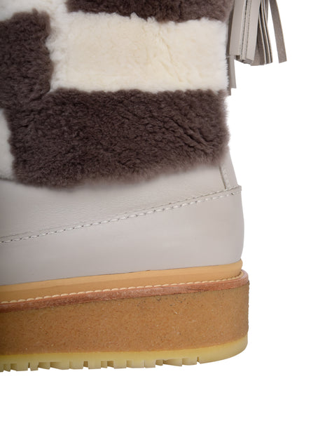 Hermes by Pierre Hardy c. 2016 Graphic Shearling and Leather Platform Boots