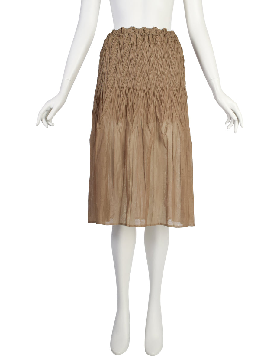 Issey Miyake Fete Vintage Semi-Sheer Brown Weather Symbols