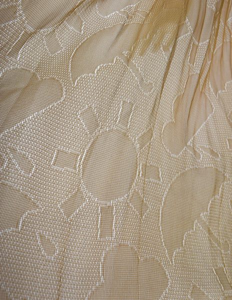 Issey Miyake Fete Vintage Semi-Sheer Brown Weather Symbols Pleated Skirt