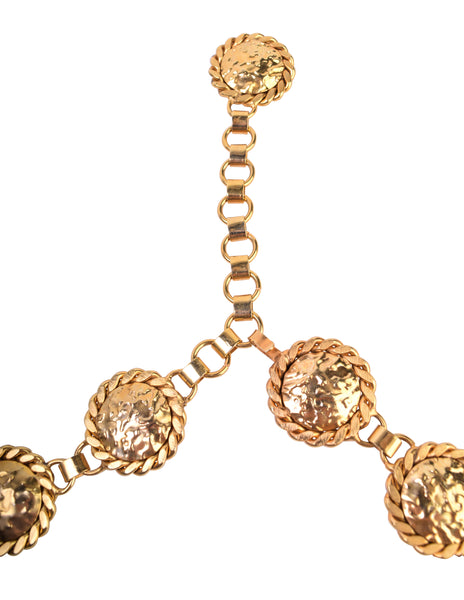 Vintage 1960s Mod Italian Golden Hammered Dome Belt / Necklace
