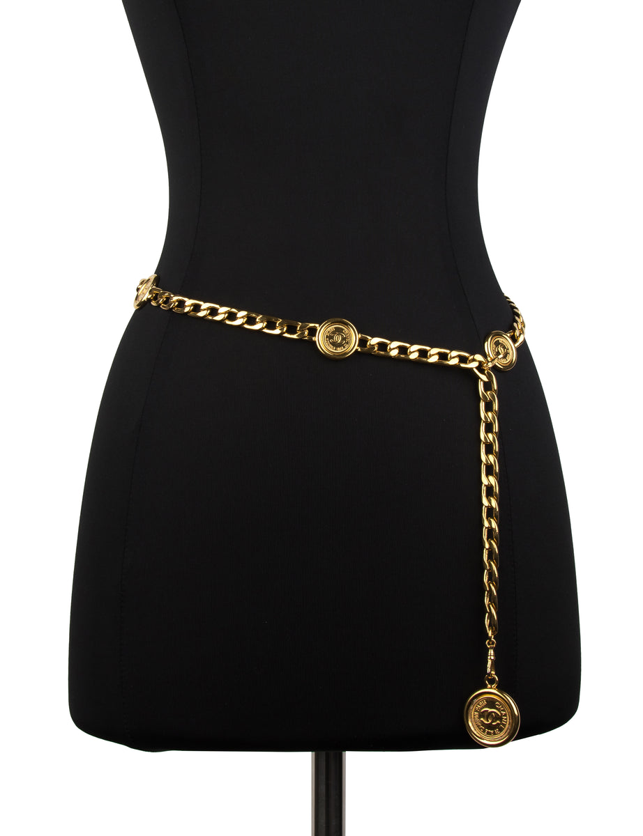 Chanel Vintage AW 1994 Golden CC Logo Coin Medallion Chain Belt