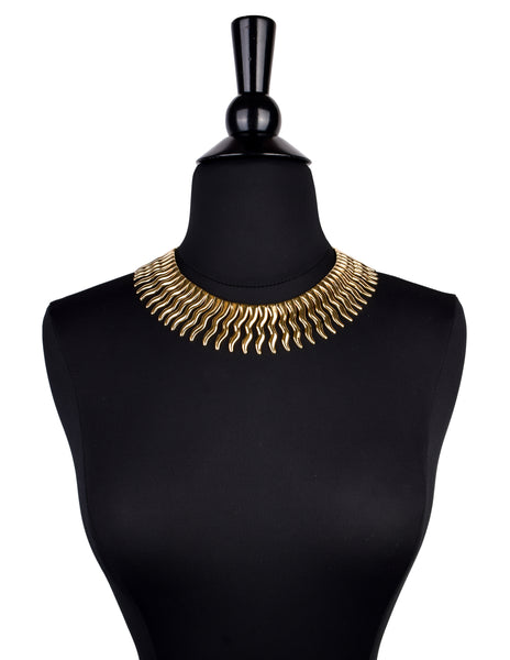 Yves Saint Laurent Vintage Numbered Golden Sunburst Ray Necklace