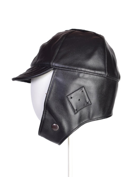Jean Paul Gaultier Junior Gaultier Vintage 1980s Black Leatherette Aviator Bomber Hat