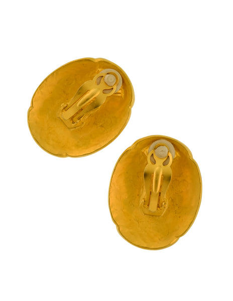 Karl Lagerfeld Vintage Incredible Brushed Gold Keyhole Statement Earrings