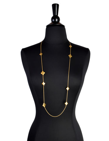 Karl Lagerfeld Vintage Brushed Gold Four Leaf Clover Necklace