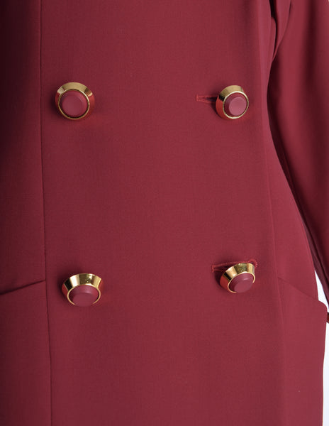 Karl Lagerfeld Vintage AW 1991 Deep Red Wool Gabardine Double Breasted Tailored Jacket