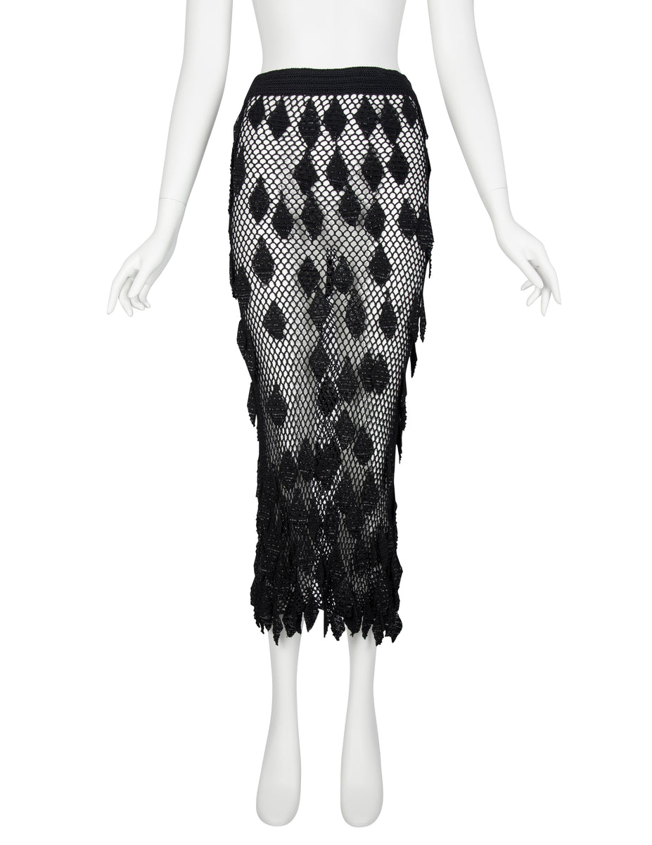 Moschino Cheap and Chic Vintage AW 1996 Black Beaded Leaf