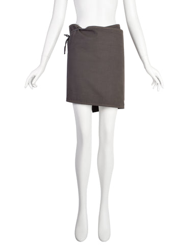 Maison Martin Margiela Vintage SS 1991 Grey Cotton Mini Apron Wrap Skirt