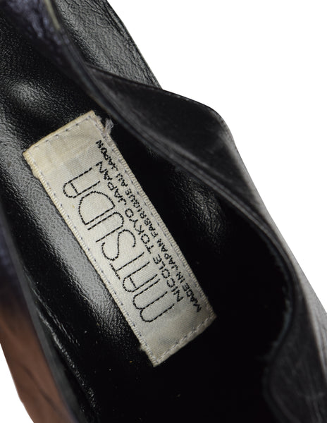 Mitsuhiro Matsuda Vintage Black and Cream Two Tone Leather Brogue Slingback Heels