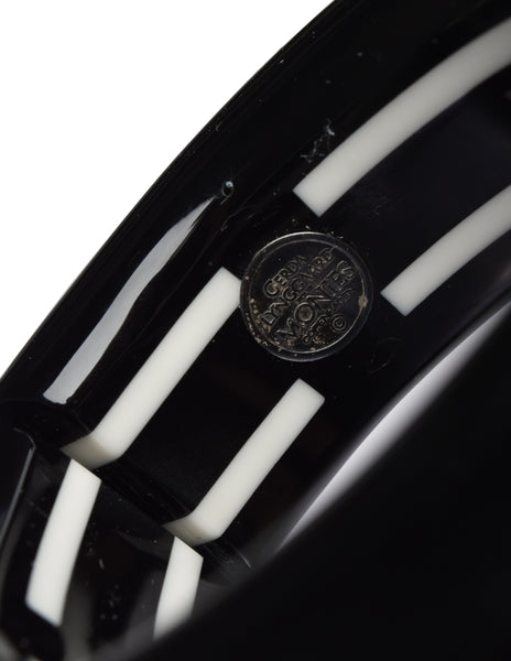 Gerda Lynggaard Monies Vintage Black White Striped Statement Bangle Bracelet