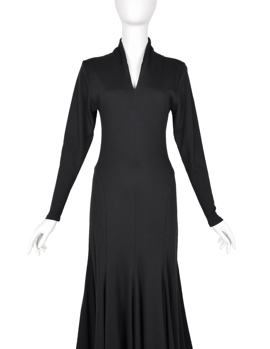 Norma Kamali Vintage 1980s Black Jersey Mermaid Flare Dress Amarcord Vintage Fashion Norma Kamali Vintage 1980s Black Jersey Mermaid Flare Dress Amarcord Vintage Fashion
