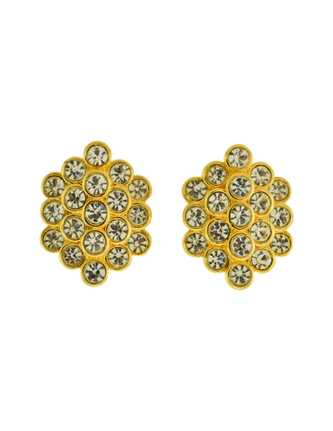 Nolan Miller Vintage Golden Rhinestone Honeycomb Earrings