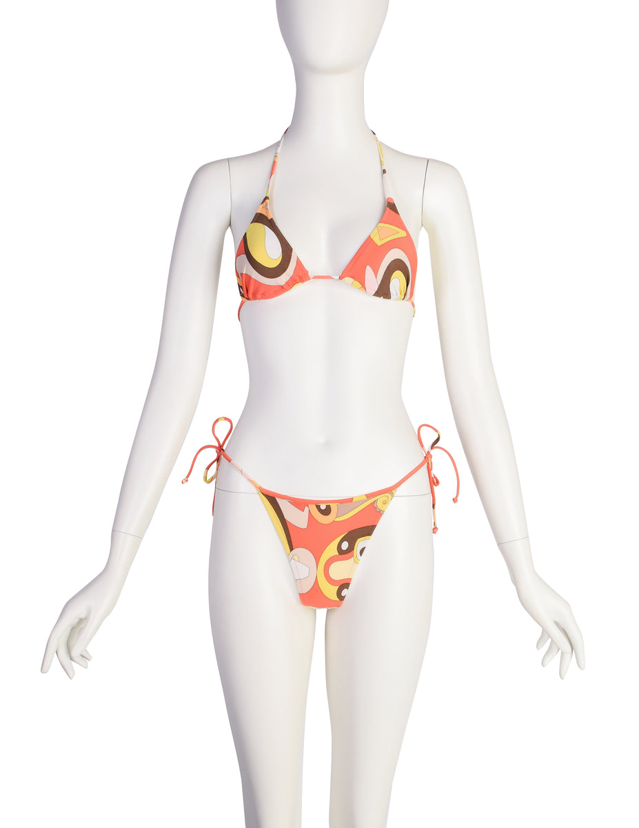 Emilio Pucci Vintage Salmon Brown Yellow Psychedelic Print Two