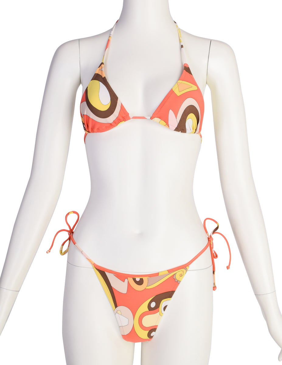 Emilio Pucci Vintage Salmon Brown Yellow Psychedelic Print Two