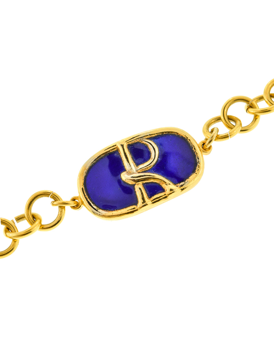 Vintage Roberta Di Camerino Gold Blue Enamel R Logo Chain Belt Roberta di Camerino | Accessories | Vintage Roberta Di  main image 3