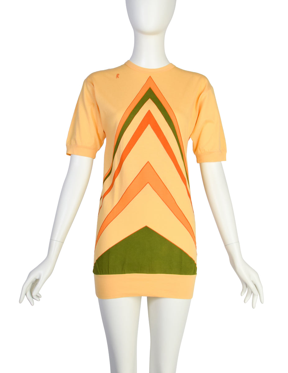 Roberta di Camerino Vintage Yellow Orange Green Chevron Print