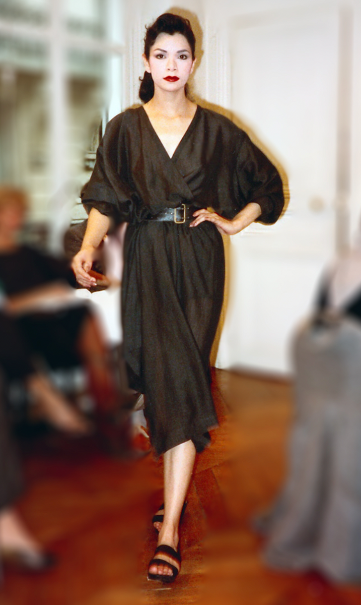 alaia スカート azzedine alaia Azzedine Alaia Vintage SS 1984 Slate Grey Semi-Sheer Gauze Wrap