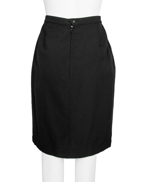 Thierry Mugler Vintage AW 1998 Knit Detailed Black Skirt Suit