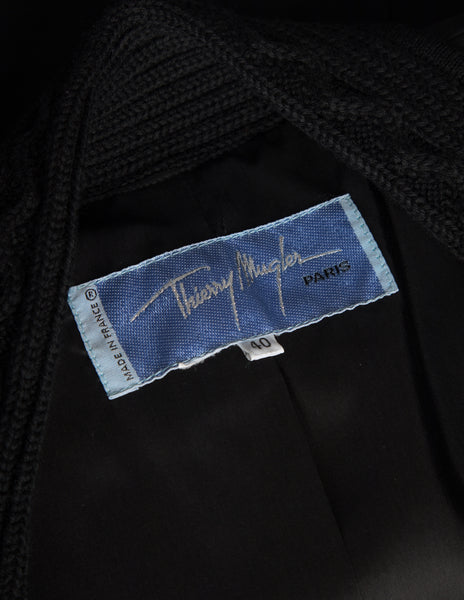 Thierry Mugler Vintage AW 1998 Knit Detailed Black Skirt Suit