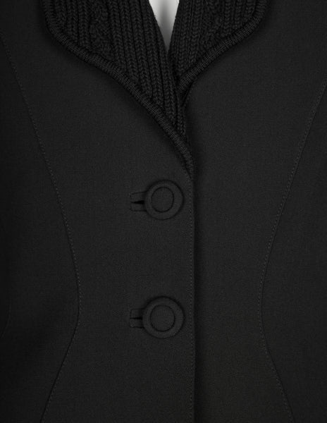 Thierry Mugler Vintage AW 1998 Knit Detailed Black Skirt Suit