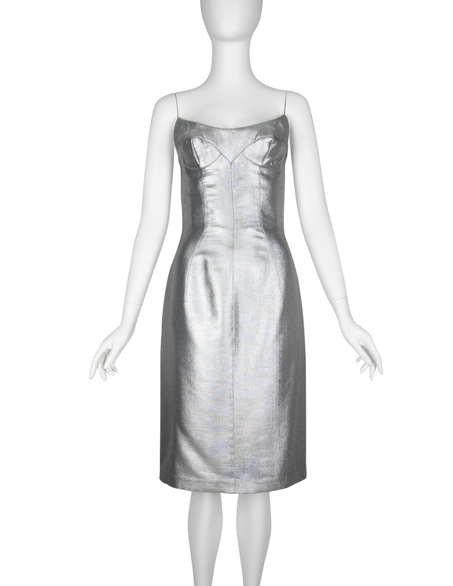 silver metallic dress mini THE GREAT ESCAPE METALLIC SILVER MINI DRESS