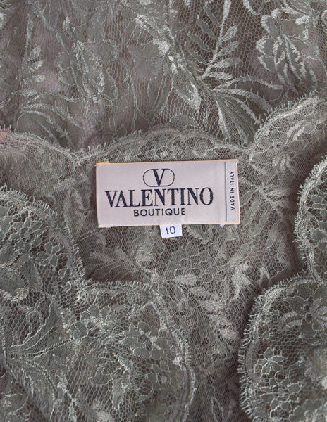 Valentino Vintage SS 2000 Laurel Green Floral Lace Sheer Top