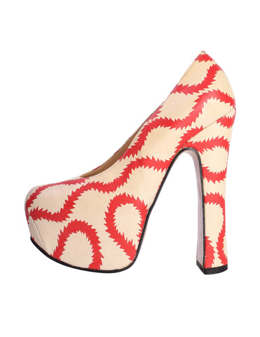 Vivienne Westwood SS 2013 Iconic 'Pirate' Squiggle Print Leather Elevated Court Shoes