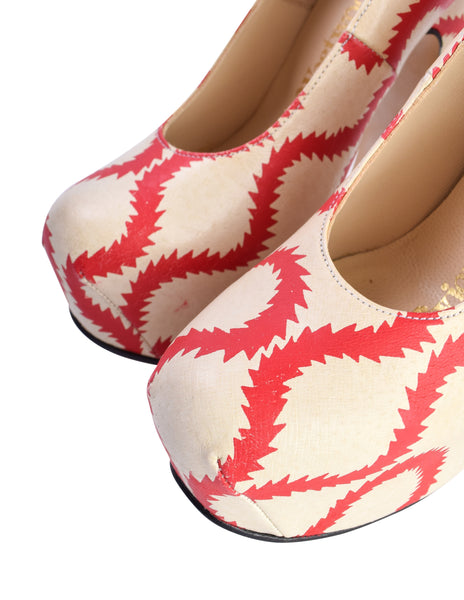 Vivienne Westwood SS 2013 Iconic 'Pirate' Squiggle Print Leather Elevated Court Shoes