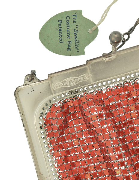 Whiting & Davis Vintage 1920s 'Beadlite' Seafoam Green Art Deco Mesh Small Handbag