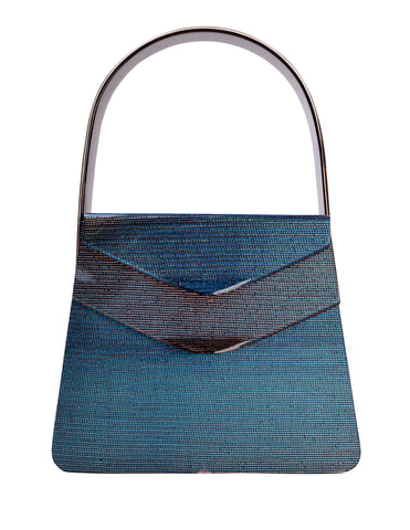 Wilardy Vintage c. 1952 Blue & Copper Iridescent Lucite Double Decker Handbag