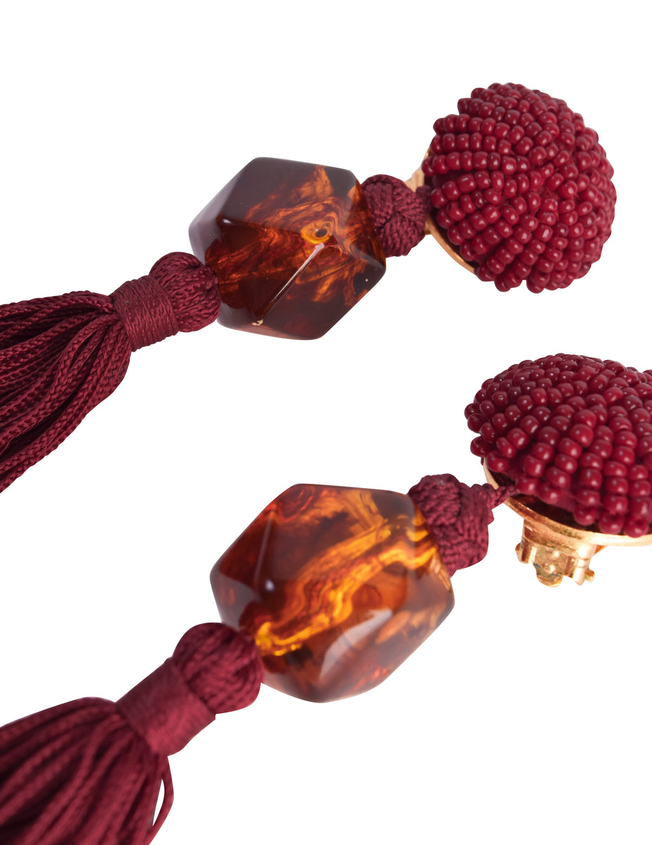 YSLRedBrownTasselEarrings_3of7