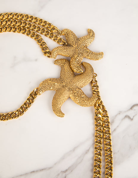 Yves Saint Laurent Vintage Phenomenal Starfish Multi Chain Necklace