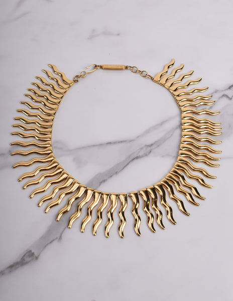 Yves Saint Laurent Vintage Numbered Golden Sunburst Ray Necklace